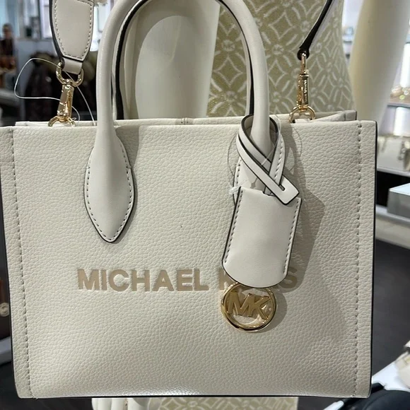 Michael Kors Mirella Small Pebbled Leather Shopper Top Zip Crossbody XBody Bag